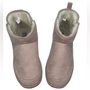 Old Navy Pink Faux Suede Sherpa Lined Ankle Boots Winter Cozy